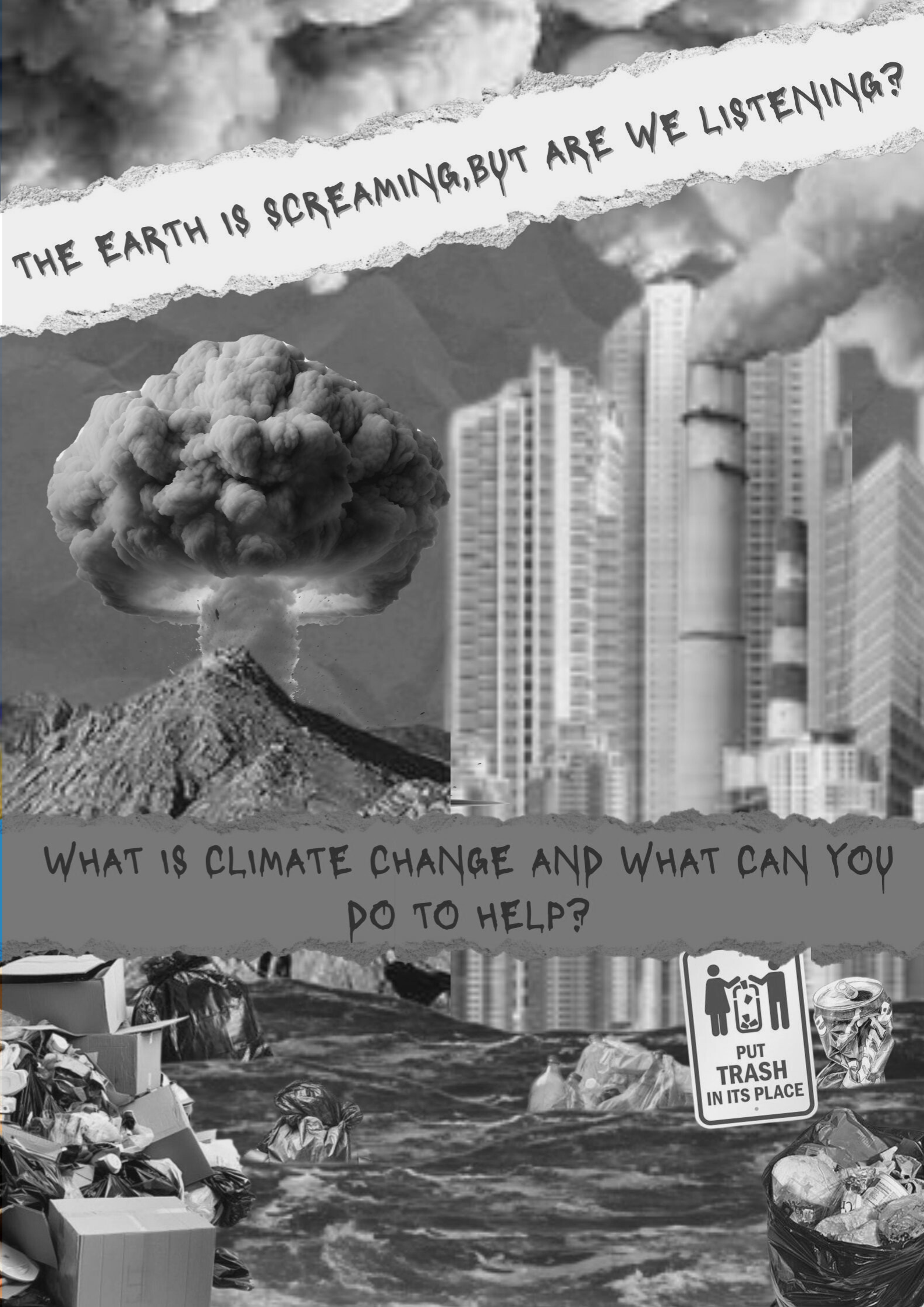 Zine Cover: Climate Change Awareness bw